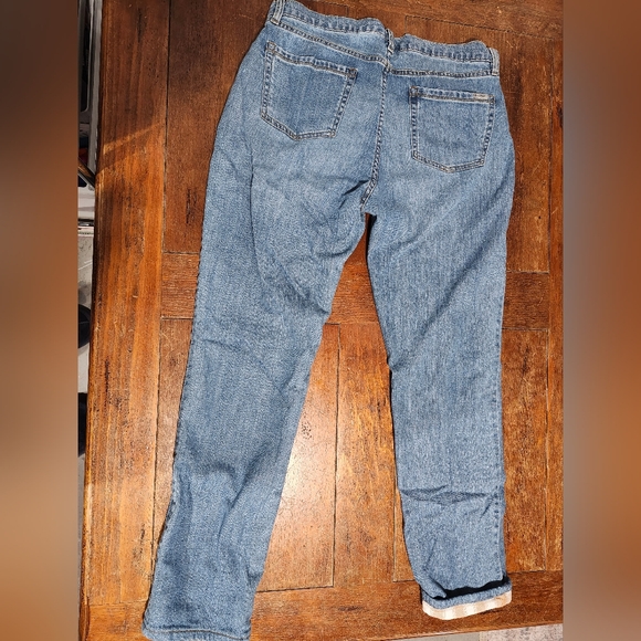 EDDIE BAUER Flannel Lined Jeans Womens boyfriend midrise straight size 10 - Picture 2 of 11